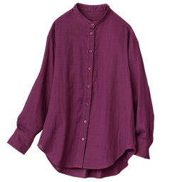 ソフトダブルガーゼ・バンドカラーシャツ