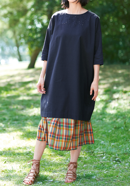 ゆるり服 リネン混刺しゅうロングチュニック通販 ファッションのdhc ゆるり服 リネン混刺しゅうロングチュニック通販 ファッションのdhc