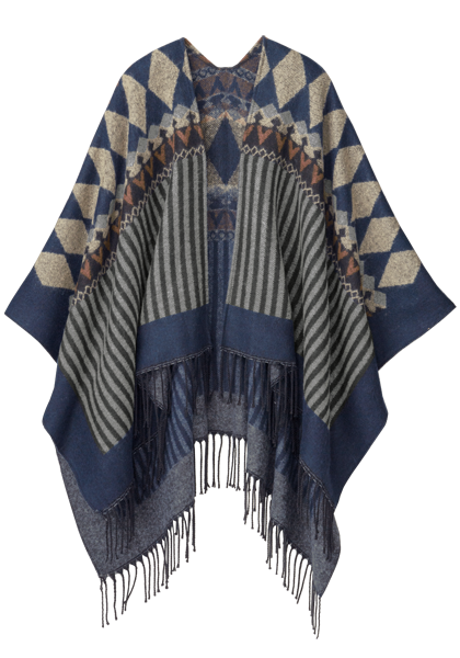幾何柄ジャカード ポンチョ風ストール通販 ファッションのdhc