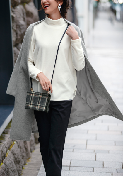カシミヤ混ノーカラーコート | ファッションのDHC