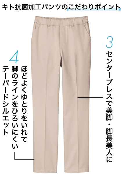 抗菌がつづく綿サテンストレッチパンツ（吸水速乾） | ファッションのDHC