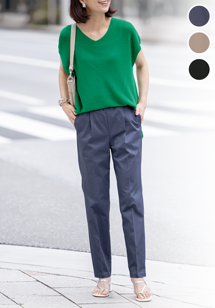 軽ーいツイルのタックパンツ通販 ファッションのdhc