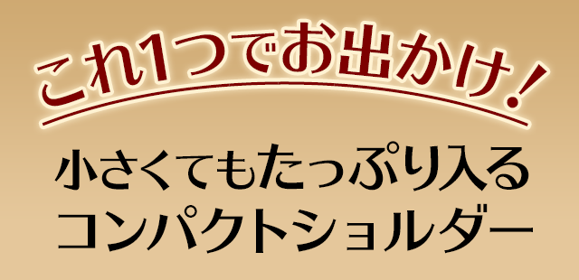 大きくひらく・ファスナーポケット付きコンパクトショルダー
