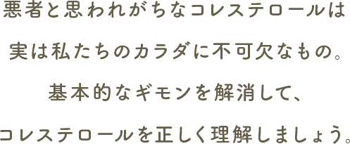 コレステロールの疑問を解決しましょう