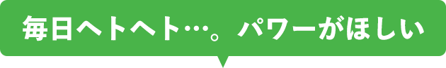 毎日ヘトヘト…。パワーがほしい