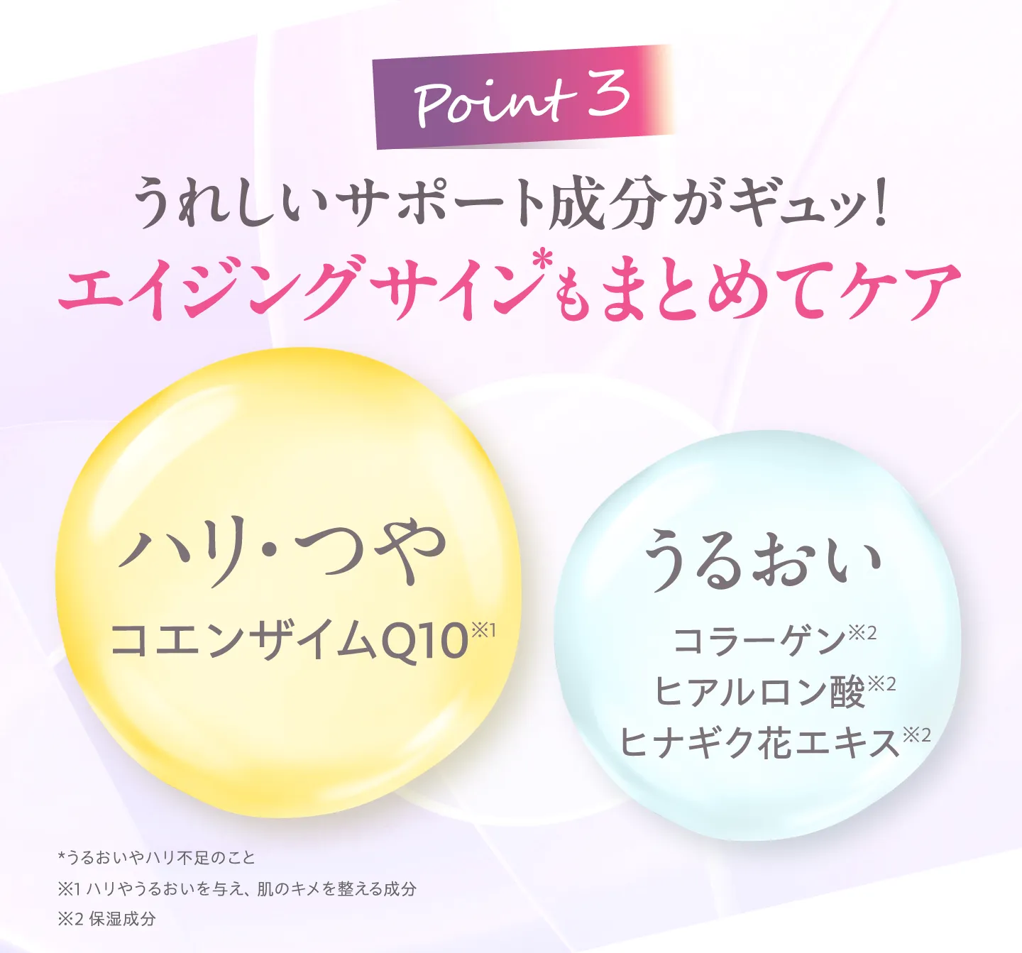 Point3 うれしいサポート成分がギュッ！エイジングサインもまとめてケア