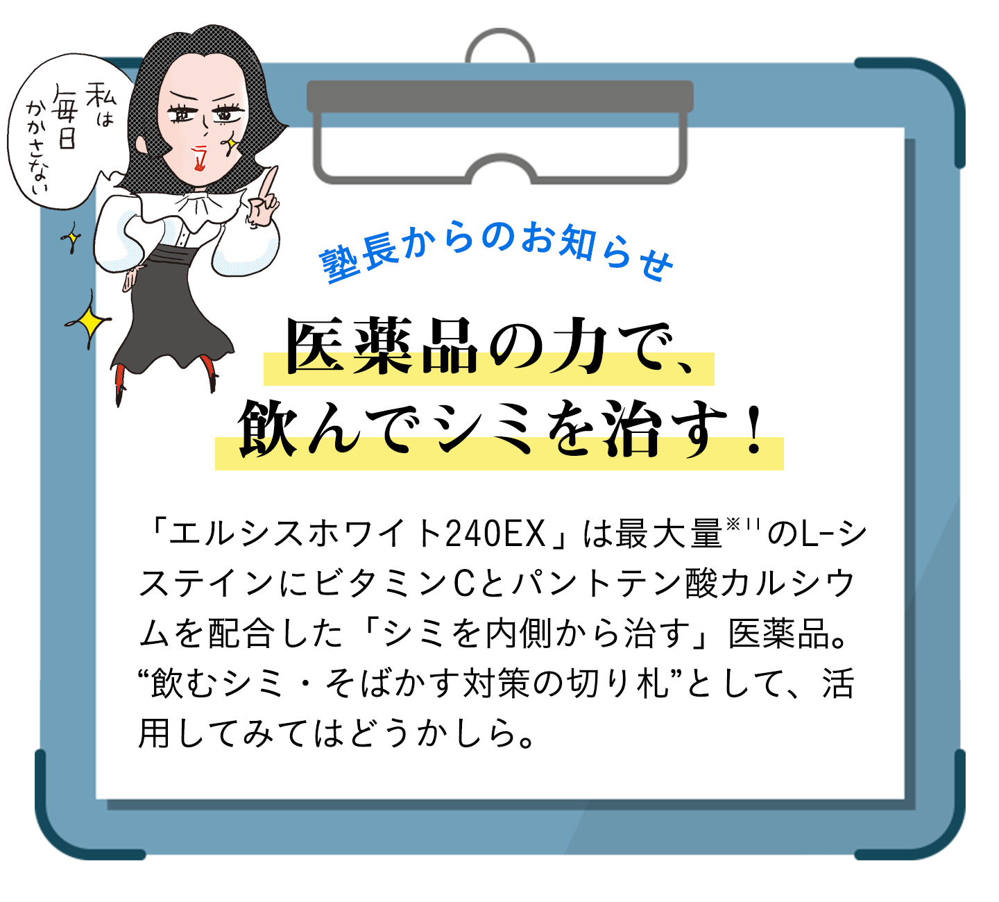 医薬品の力で、飲んでシミを治す！