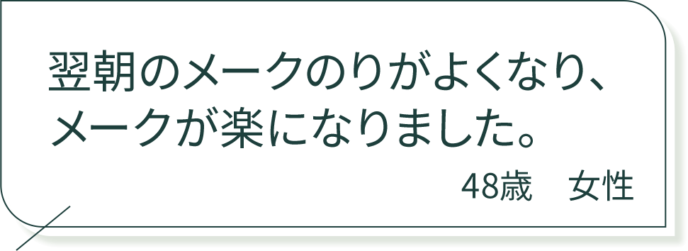 翌朝のメークのりがよくなり、メークが楽になりました。