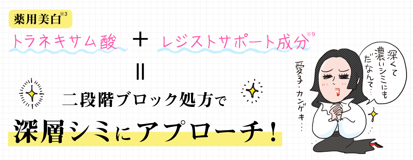 二段階ブロック処方で深層シミにアプローチ