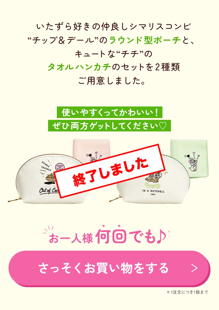 2種から選べる「ポーチ・タオルハンカチセット」プレゼント！
