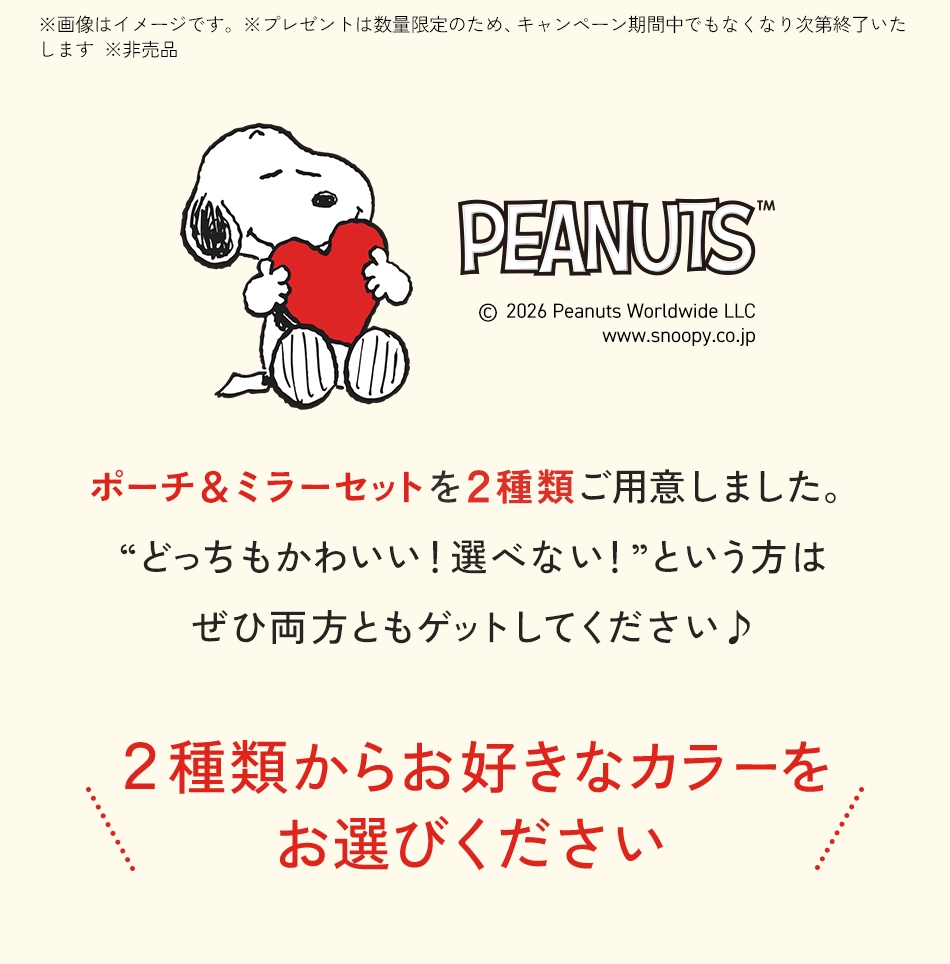 ポーチ＆ミラーセットを２種類ご用意しました。