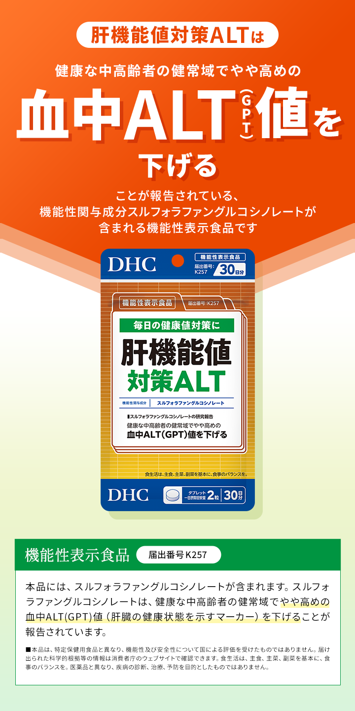 血中ALT（GPT）値を下げる