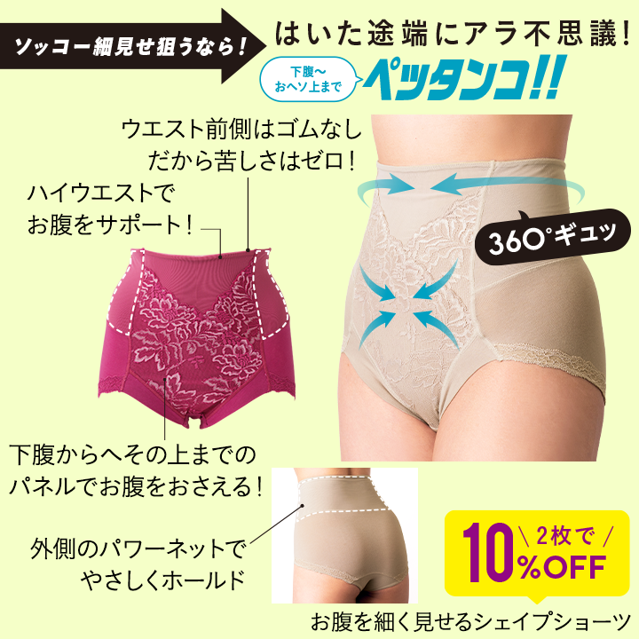 お腹を細く見せるシェイプショーツ