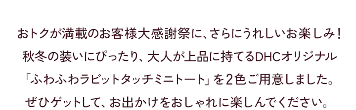 「ふわふわラビットタッチミニトート」を2色ご用意しました。