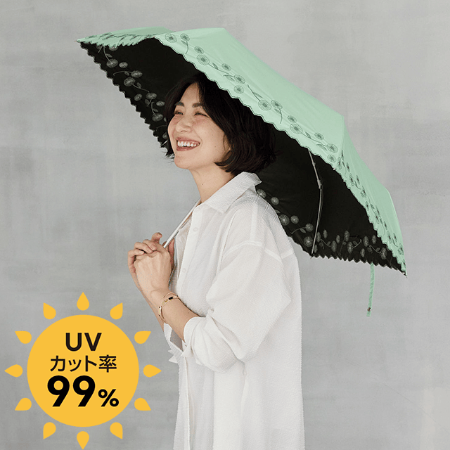 晴雨兼用・遮光日傘（フラワー刺しゅう）