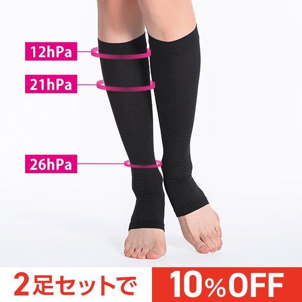 バンビーナスリムレッグ・着圧・トゥーレスハイソックス・2足セット