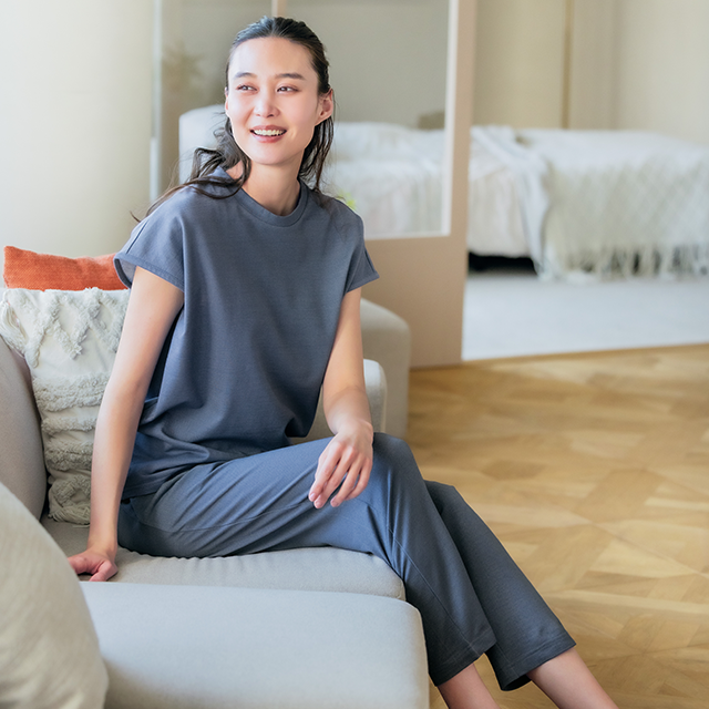 デニム調ジャージー・上下セット