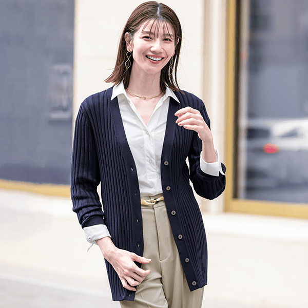 イタリア糸・洗える細見えロングカーディガン（コフィル）