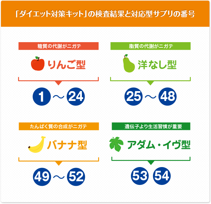 画像：「ダイエット対策キット」でわかる体質別サプリ54パターン