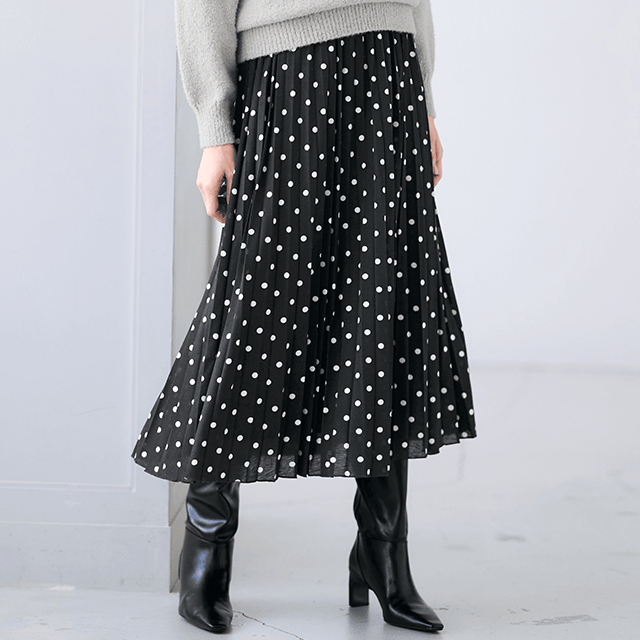 こっそりあったか・裏フリースプリーツスカート（静電気防止）