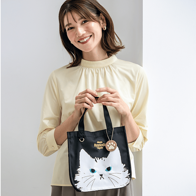 神保町にゃんこ堂・おさんぽトート（肉球チャーム付き）