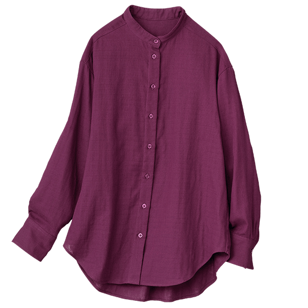 ソフトダブルガーゼ・バンドカラーシャツ